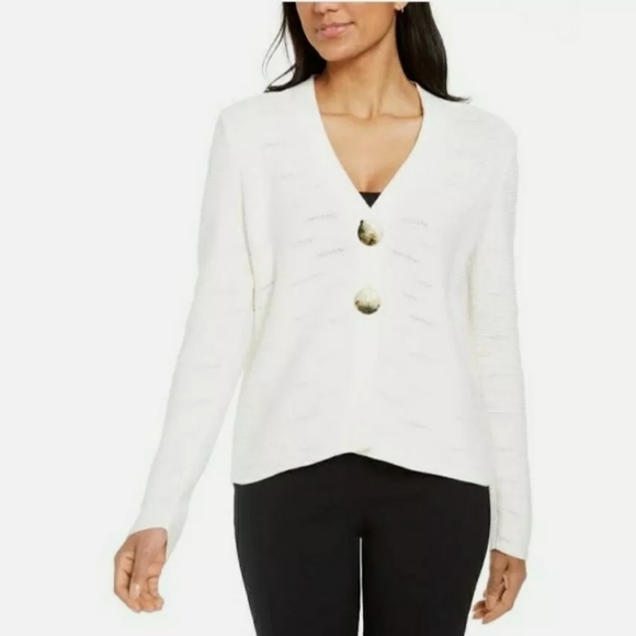 JM Collection Tops - Jm Collection NWT Cream Two-Button Cardigan Sweater XL